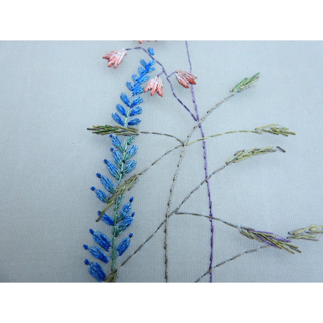 Mid-Century Framed Silk Needlework Botanical Wildflower Art For Sale In San Francisco - Image 6 of 9