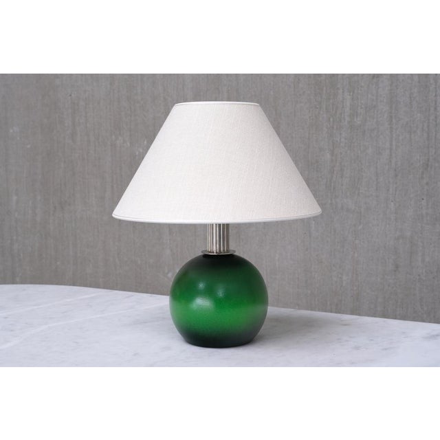 Table Lamp in Green Lacquered Wood and Nickel from Olof Heijke, Sweden, 1930s For Sale - Image 11 of 11