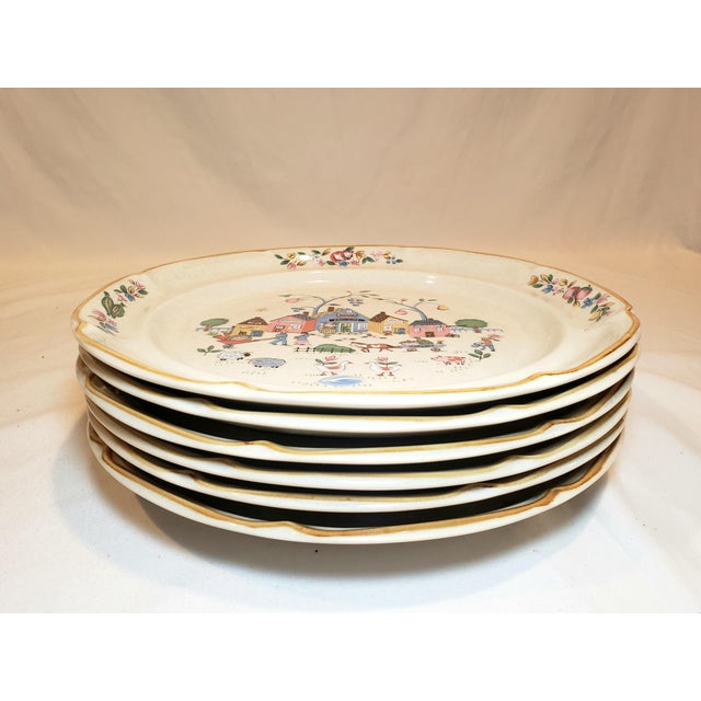 Vintage Americana Heartland Village Stoneware Dinner Plates - Set of 6 For Sale In Los Angeles - Image 6 of 6