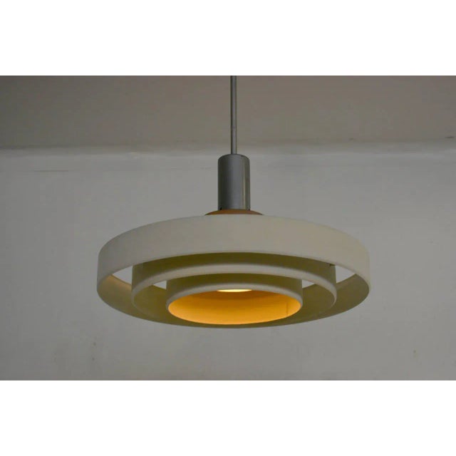 Mid-Century Modern Architectural Aluminum Shade Hanging Lamp For Sale - Image 3 of 10