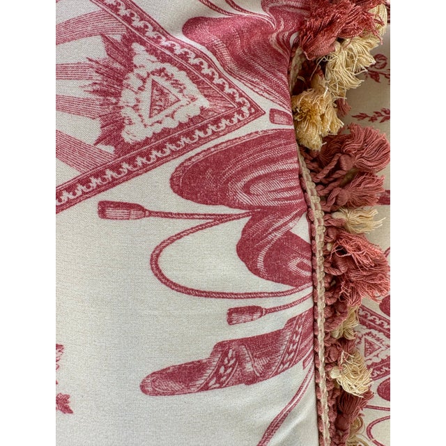 Textile Vintage French Empire Tasseled Cotton Toile Pillows/a Pair For Sale - Image 7 of 10