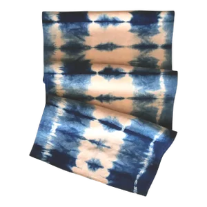 Rousseau Rose Pink & Indigo Blue Abstract Pattern Hand Dyed Linen Table Runner