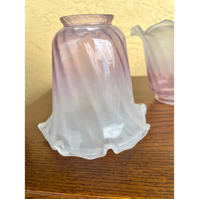 Elevate your lighting with this exquisite set of four vintage Art Nouveau-inspired tulip lamp shades. Crafted from high-...