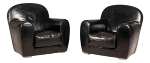 Black Leather Diner Model Armchairs from Baxter, Set of 2