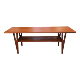 Danish Teak Coffee Table with Y-Shaped Legs and Magazine Shelf, 1960s For Sale
