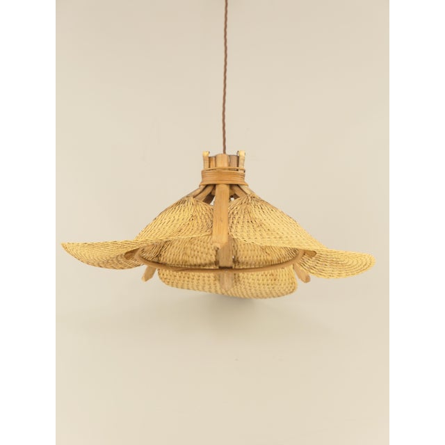 1970s Chandelier in Woven Palm Leaves, Germany, 1970s For Sale - Image 5 of 12