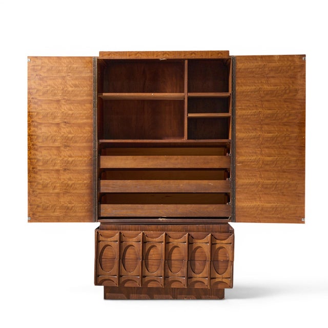Tobago Brutalist Mid Century Walnut Armoire Dresser For Sale - Image 9 of 9