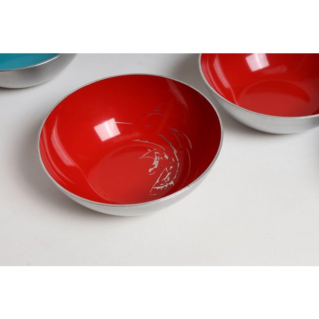 Set of Twelve Small Danish Modern Enamel and Brushed Aluminum Snack Bowls For Sale - Image 13 of 18