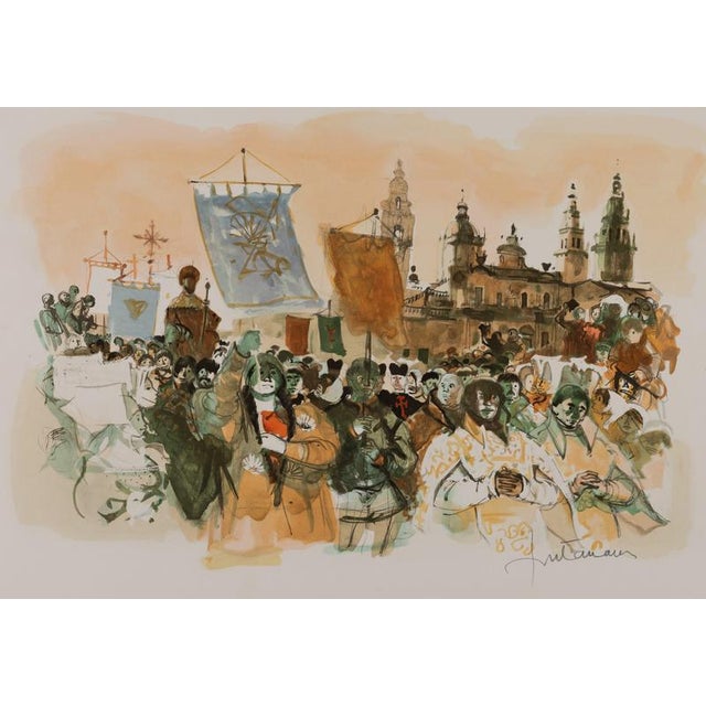 Lucien FONTANAROSA (1912-1975) Religious Procession in Spain Original color lithograph Signed in pencil On wove paper, 56...