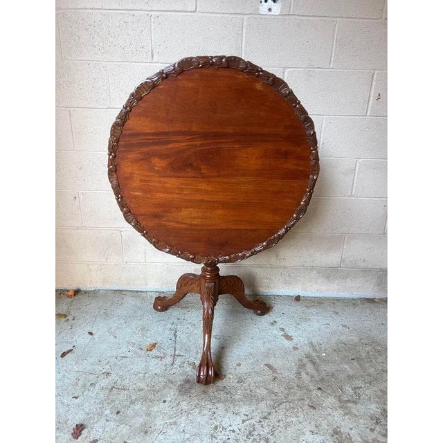 Antique Chippendale Style Mahogany Tilt-Top Table. 1920-1930s. For Sale - Image 9 of 11
