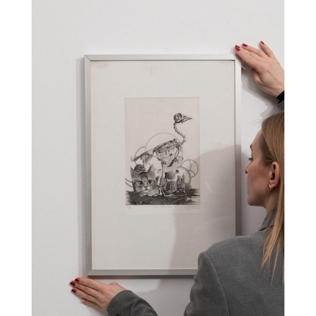 Mid 20th Century Belgium Surrealism Gray Wood Print For Sale - Image 12 of 15