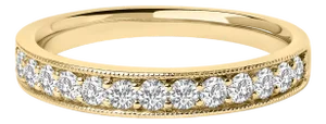 14K Yellow Gold 1/2 Cttw Round Diamond Milgrain Wedding Band - Size 4