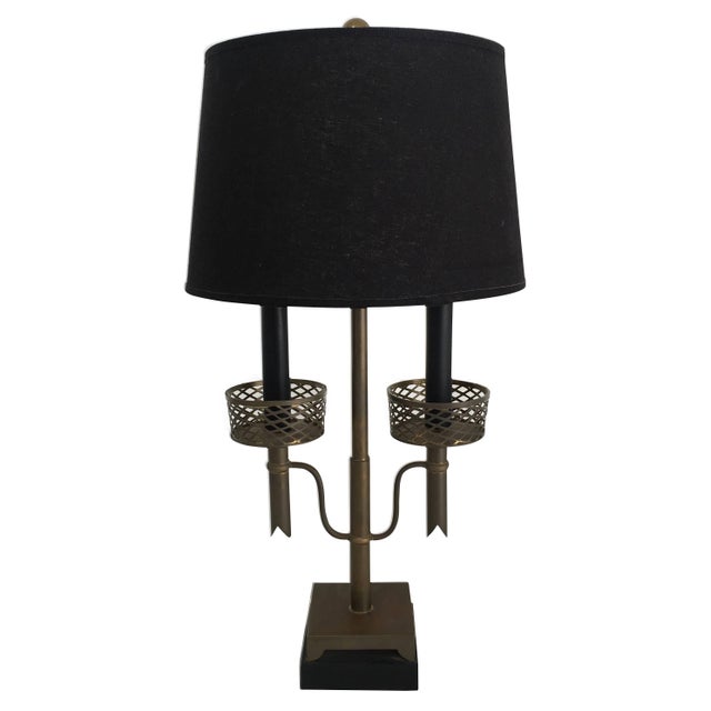 Brass Two-Light Table Desk Lamp After Tommi Parzinger For Sale In Los Angeles - Image 6 of 6