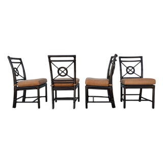 McGuire Rattan Target Back Dining Chairs Set of 4 For Sale
