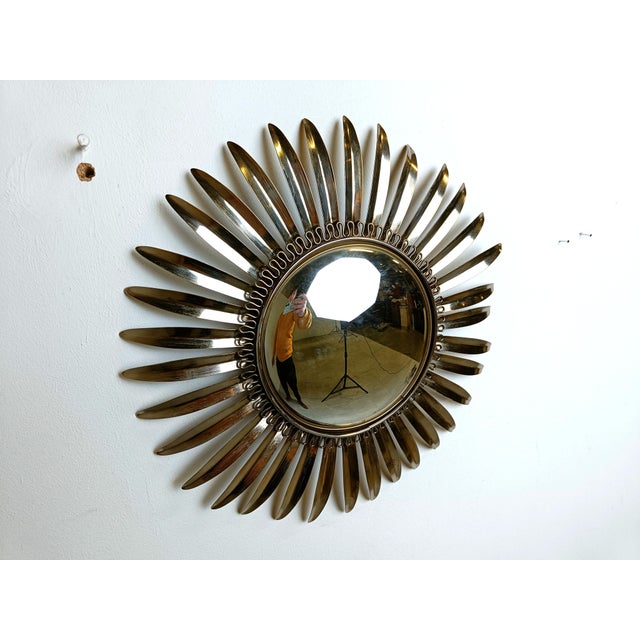 Vintage Brass Sunburst Mirror, 1970s For Sale - Image 4 of 13