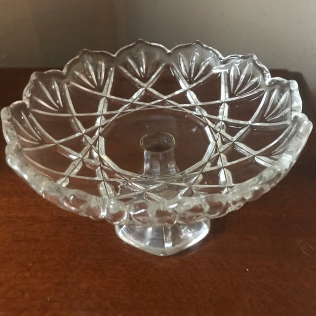 Brilliant vintage cut crystal candy dish with saw Sawtooth Scalloped Edge. It would be a lovely addition to any...