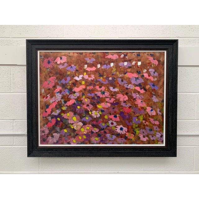 Abstract Pink & Purple Flowers Interior Design - Unique Original Art by British Contemporary Artist, 2001 For Sale - Image 10 of 13