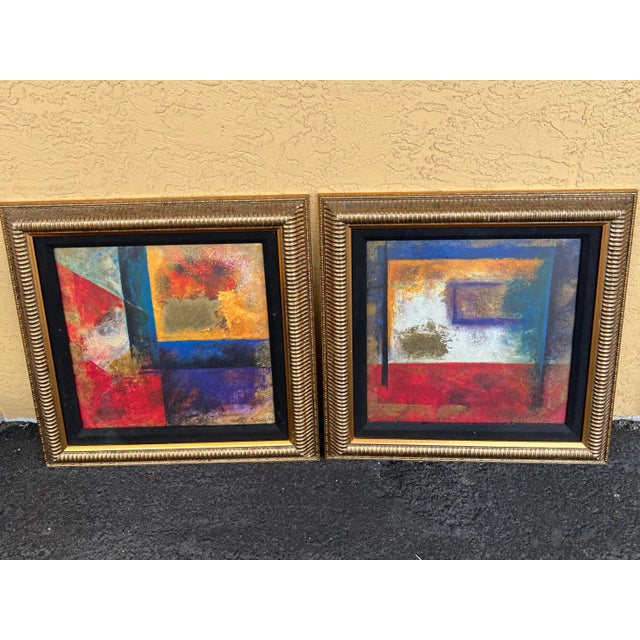 Contemporary 1970s Framed Abstract Art. Signed Kati Roberts - Set of 2 For Sale - Image 3 of 6