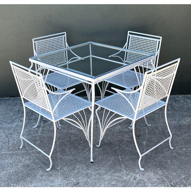 Vintage MCM Wrought Iron Outdoor Dining Set of 5 For Sale - Image 10 of 13