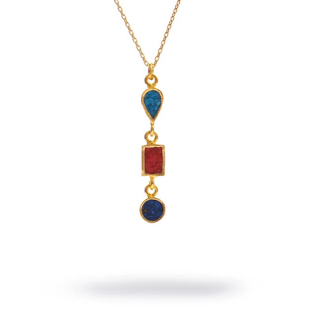 Contemporary Trinity Gemstone Harmony Gold Necklace For Sale - Image 3 of 9