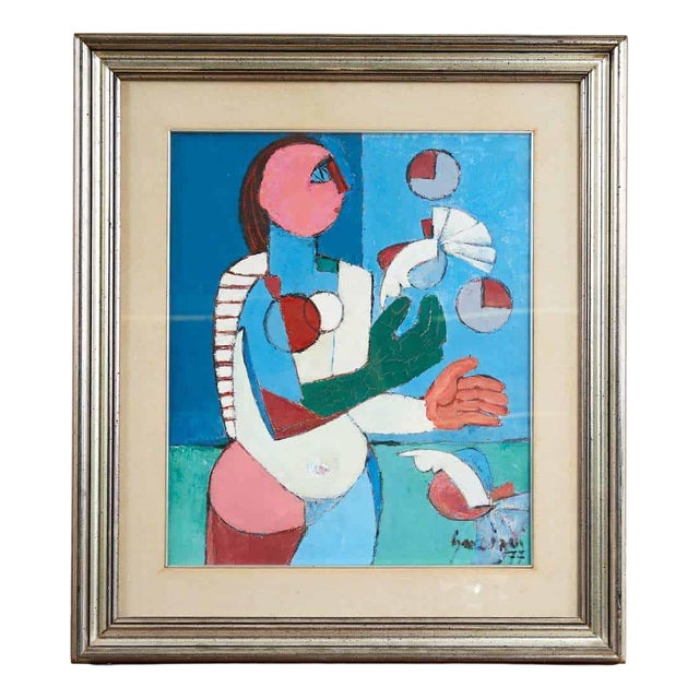 Graziani 77, Abstract Composition, 1970s, Oil on Canvas, Framed For Sale