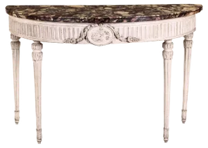 18th Century Italian Louis XVI Ivory Painted Demilune Console Table