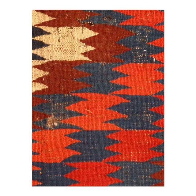 This vintage Turkish Kilim was hand-woven in the 1950s. The simplicity and boldness of these pieces can also give a...