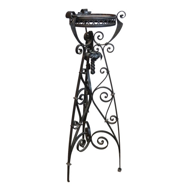 Vintage Wrought Iron Side Table, 1940s For Sale