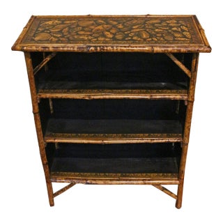 Circa 1880 English Bamboo Bookcase Now Artisan Decoupaged With Shells For Sale