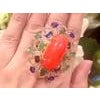 Bochic "Orient" Vintage Orange Opal, Emerald, Kyanite & Diamond Ring Set In 18K For Sale - Image 16 of 18