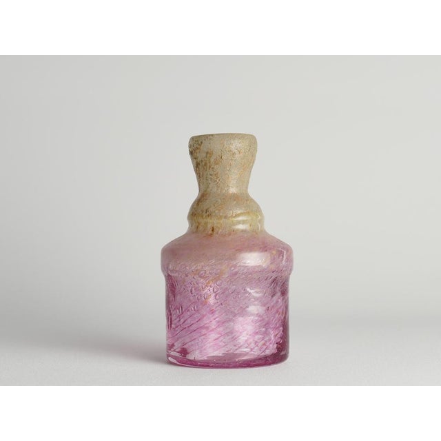 Bubblegum Pink and Yellow Art Glass Vase by Milan Vobruba, Sweden, 1980s For Sale - Image 4 of 14