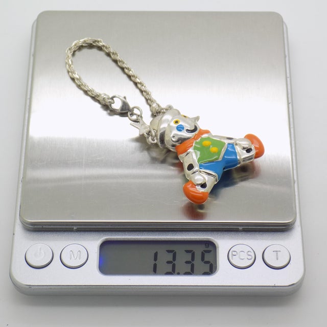 Vintage Italian Handmade Sterling Silver 925 Children Bracelet with Large Pinocchio Pendant, 1980s For Sale - Image 9 of 12