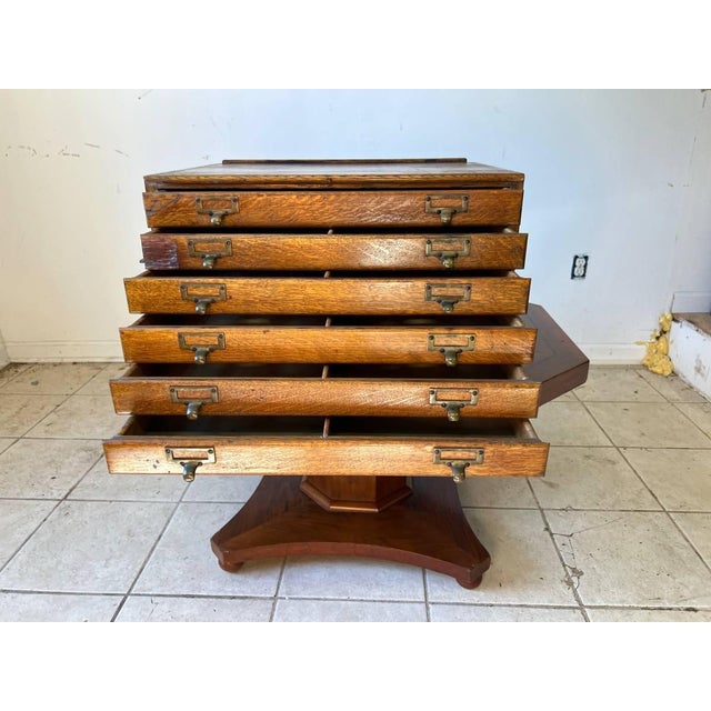 Early 20th Century Antique Oak 6 Drawers Plan Chest. By Macey. For Sale - Image 9 of 17