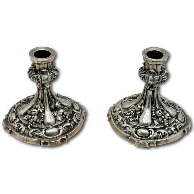 Antique Fine & Beautiful Victorian Tiffany & Company Heavy Solid Cast Silverplate Candlesticks - A Pair For Sale - Image 14 of 18