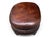 Vintage Oval Brown Leather Ottoman With Brass Nailhead Trim and Carved Wood Feet For Sale In Los Angeles - Image 6 of 9
