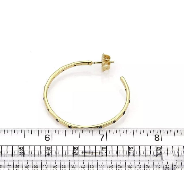 Late 20th Century Ippolita Glamazon Stardust Blue Sapphire 18k Yellow Gold Hoop Earrings, 2 Pieces For Sale - Image 5 of 6