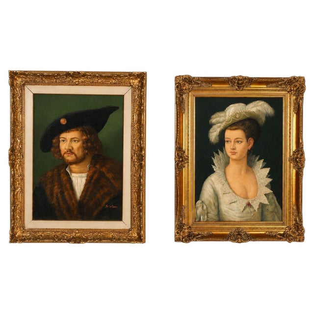 Stefan, Historical Portraits, Late 19th-Early 20th Century, Oil Paintings, Set of 2 For Sale - Image 14 of 14