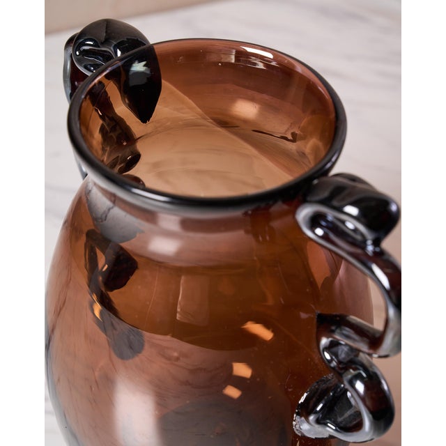 Sculptural Serpintine “Venetian Vase” Decorative Vase by Casa in Amber Handblown Glass For Sale - Image 12 of 17