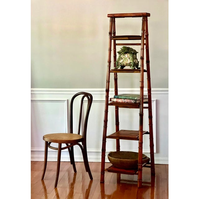 20th Century Bamboo Foldable Ladder Style Etagere Display Stand For Sale - Image 11 of 12