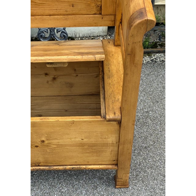 Pine Two Compartment Storage Bench or Settle For Sale - Image 4 of 18