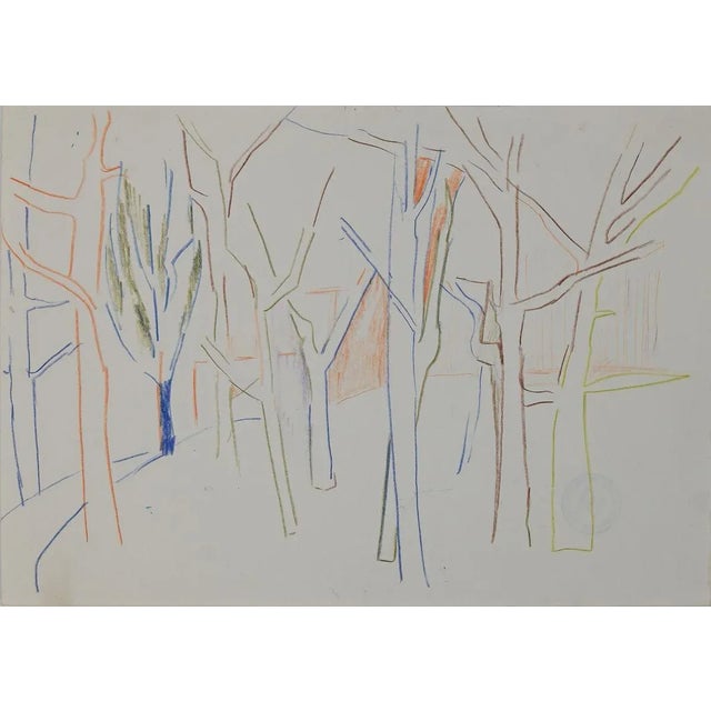 Trees, Original Pastels by Herta Hausmann, Mid,20th Century For Sale - Image 3 of 3