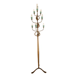 Antique Brutalist Floor Lamp with 10 Lights For Sale
