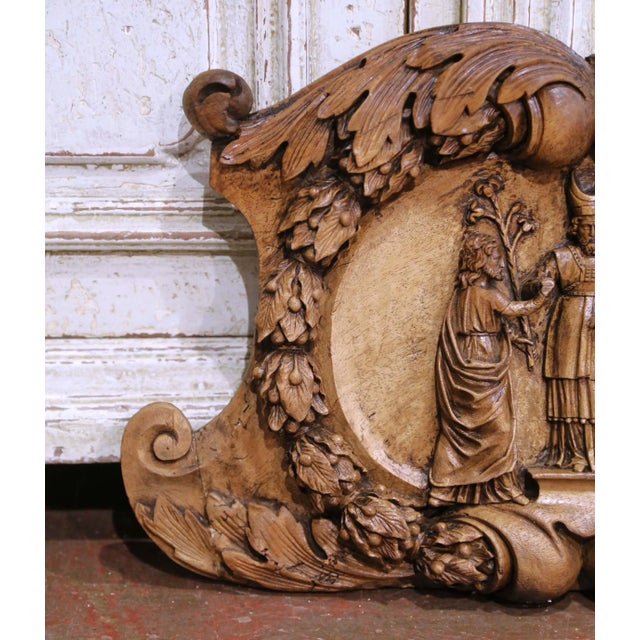 French 18th C. French Walnut Relief of “The Betrothal of the Virgin Mary and Joseph" For Sale - Image 3 of 7