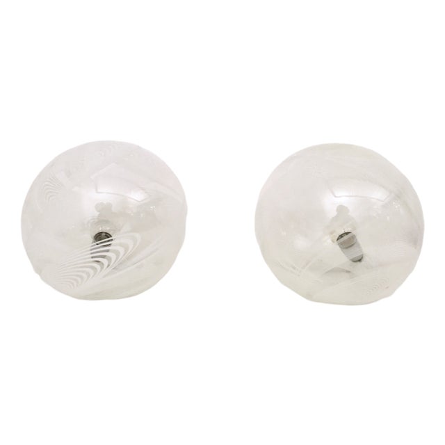 Vintage Spheric Murano Glass Table Lamps attributed to Lino Tagliapietra for La Murrina, Set of 2 For Sale