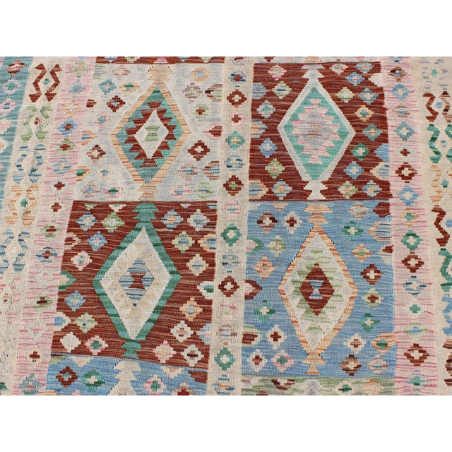 Geometric Flat Weave Wool Kilim Rug by Keivan Woven Arts 8'5 X 11'6 For Sale - Image 9 of 13