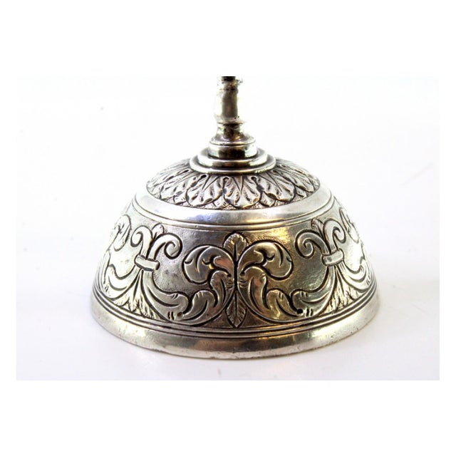 Silver Bell with Chiseled Reliefs and Knob Handle For Sale - Image 4 of 7