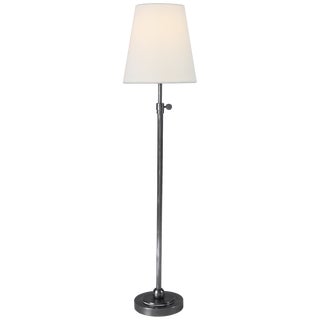 Thomas O'Brien by Visual Comfort Signature Bryant Table Lamp in Antique Silver with Linen Shade For Sale