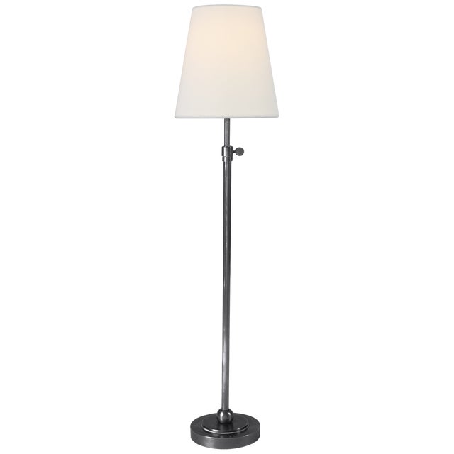 Thomas O'Brien by Visual Comfort Signature Bryant Table Lamp in Antique Silver with Linen Shade For Sale