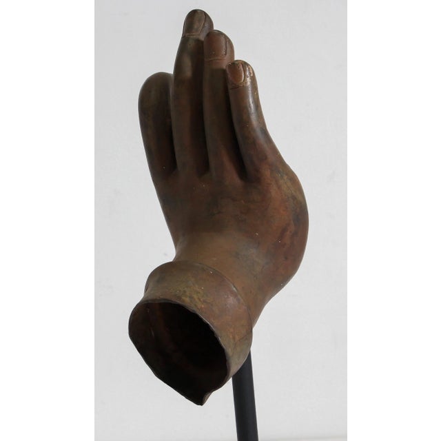 Large Cast Bronze Buddha Hand Sculpture on Stand For Sale - Image 11 of 13