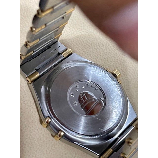 Gold Vintage Omega Constellation Quartz Date 18 Karat Gold Half Bar/Ss Men’s Watch For Sale - Image 8 of 8